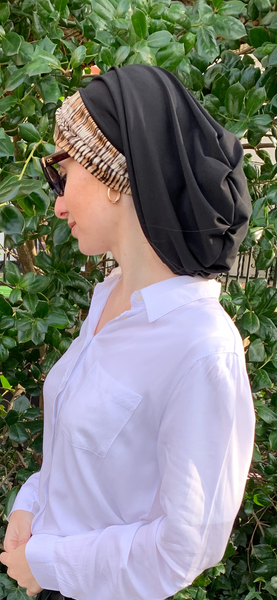 Turban | Black Brown Snood Turban Hijab Head Covering Scarf For Woman | Quality Made in USA