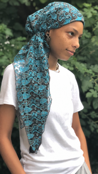 Lace Scarf Hat Stunning Dressy Tie Back Pre Tied Tichel Hijab With Soft Lining - Uptown Girl Headwear