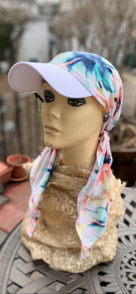 Boat Safe Design | Tennis Hat | Floral Scarf Visor | Made in USA by Uptown Girl Headwear