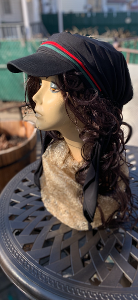 Sun Visor Hair Scarf For Women | Black Hijab | Tichel With Brim | Lightweight Headscarf With Modern Design | Made in USA by Uptown Girl Headwear