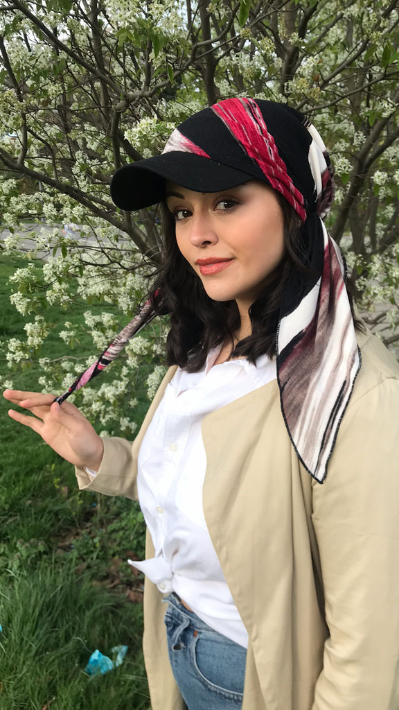 Hat With Brim Unique Gift Baseball Cap Beautiful Visor Scarf For Women In Similar To Cashmere Stretchy Made in USA