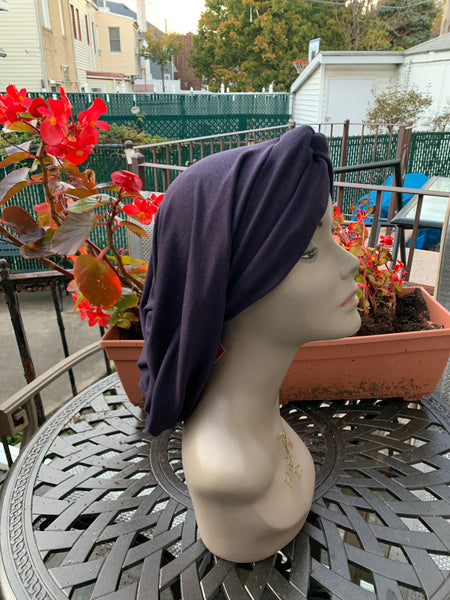Navy Blue Snood Turban Renaissance Style Jewish Muslim Christian African Hijab Tichel For Women. Made in USA