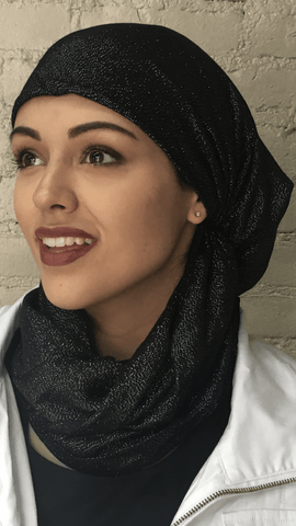 Sparkling Head Scarf Tichel Hijab Hair Wrap For The Holidays in 8 Great Color Choices - Uptown Girl Headwear