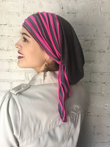 Uptown Girl Headwear Wrap Around Hair Snood Turban Scarf Hijab (Stripes are slightly wider than in picture.) - Uptown Girl Headwear