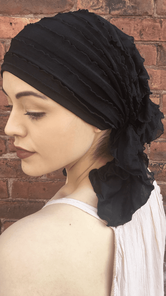 Scrub Cap To Conceal Hair Lightweight Hair Net Ruffle Pre-Tied Head Wrap Scarf To Chill Relax Rest and Wind Down. Made in USA - Uptown Girl Headwear
