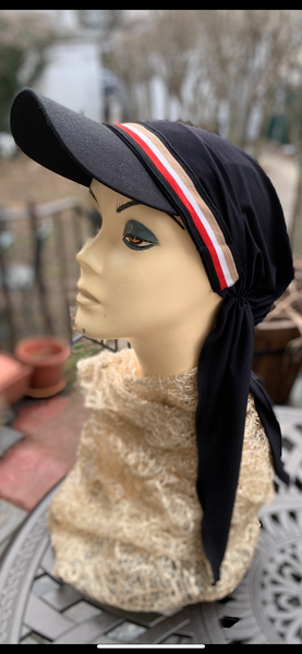 Sun Visor Hair Scarf For Women | Black Hijab | Tichel With Brim | Lightweight Headscarf With Modern Design | Made in USA by Uptown Girl Headwear