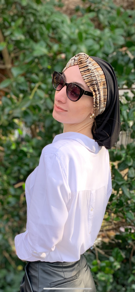 Turban | Black Brown Snood Turban Hijab Head Covering Scarf For Woman | Quality Made in USA