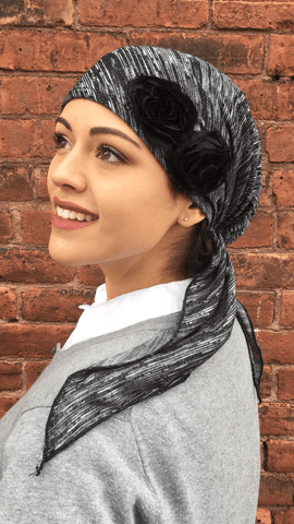 Tie Back Head Scarf Pre-Tied Headgear For Nurse Healthcare Worker or Food Handler. Made in USA - Uptown Girl Headwear