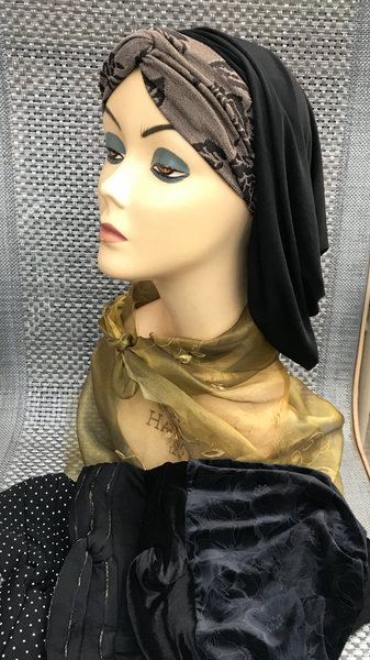 4 Black Snoods. Gift Set For Small Adult Head. Made in USA by Uptown Girl Headwear