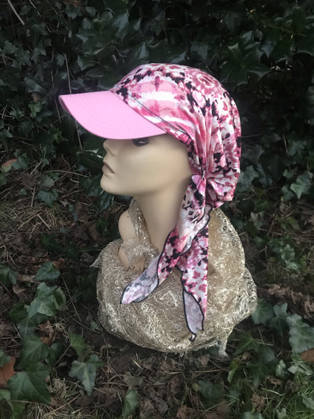 Sun Visor Scarf New Pink Mix Lightweight Chic Adorable Hat. Made in USA