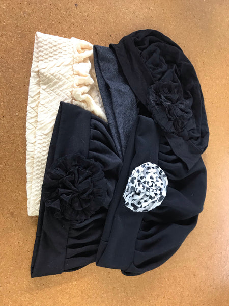 Bundle of Five Pleated Slouchy Caps For Day Wear Or Sleepwear - Uptown Girl Headwear