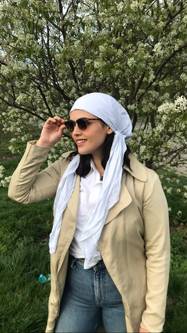 Miami Beach White Sparkly Head Scarf Tichel Hijab Hair Wrap