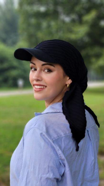 Baseball Cap Scarf | Dark Navy Blue Sun Visor Scarf Tichel Hijab For Women. Made in USA