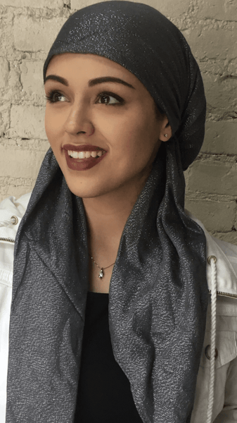 Sparkling Head Scarf Tichel Hijab Hair Wrap For The Holidays in 8 Great Color Choices - Uptown Girl Headwear