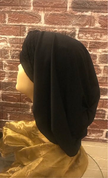New Black Snood With Height | Top Knot | Textured Band | Made in USA by Uptown Girl Headwear