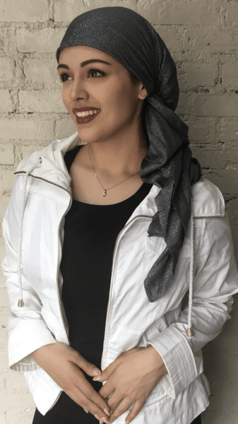 Sparkly Scarf In Metallic Shimmer. Pre Tied Fashion Headscarf Sparkling Tichel Modern Hijab For Women - Uptown Girl Headwear
