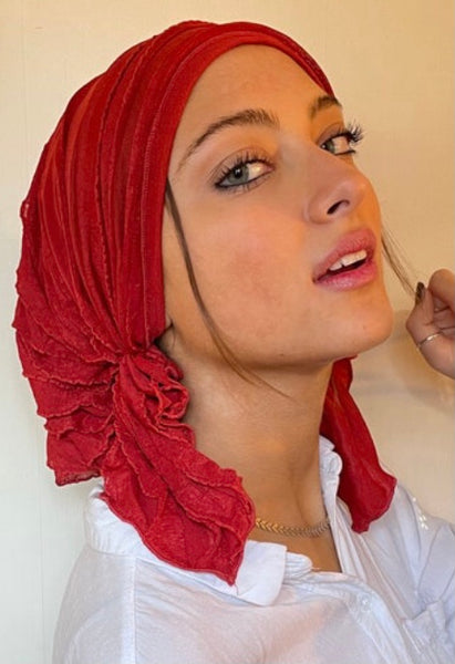 Scrub Cap To Conceal Hair Lightweight Hair Net Ruffle Pre-Tied Head Wrap Scarf To Chill Relax Rest and Wind Down. Made in USA