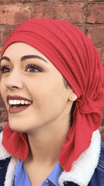 Valentines Day Gift Box Bundle Of Three Red Head Coverings Lightweight Hair Scarves Good Chemo Clothing - Uptown Girl Headwear