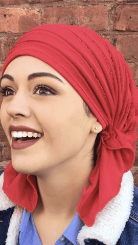 Valentines Day Gift Box Bundle Of Three Red Head Coverings Lightweight Hair Scarves Good Chemo Clothing - Uptown Girl Headwear
