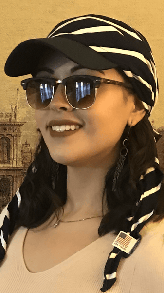 Sun Navy White Sun Visor Hat Shade Scarf Hair Wrap Hijab Tichel Headgear For Women - Uptown Girl Headwear