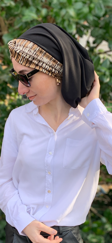 Turban | Black Brown Snood Turban Hijab Head Covering Scarf For Woman |  Quality Made in USA