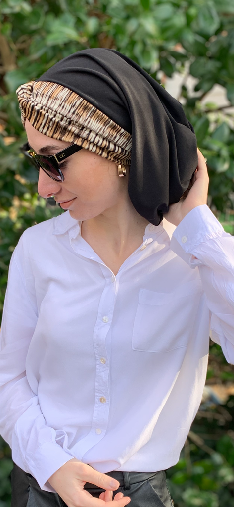 Turban | Black Brown Snood Turban Hijab Head Covering Scarf For Woman | Quality Made in USA