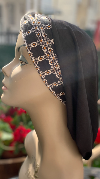 New Snood Turban | Black Hijab | Tichel | Quality Made in USA by UptownGirlHeadwear