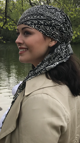 Black Pre-Tied Hijab Style Hair Wrap Slip On Head Scarf