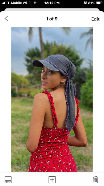 Hat With Brim | Baseball Cap Grey Pink Casual Sun Visor Scarf. Made in USA