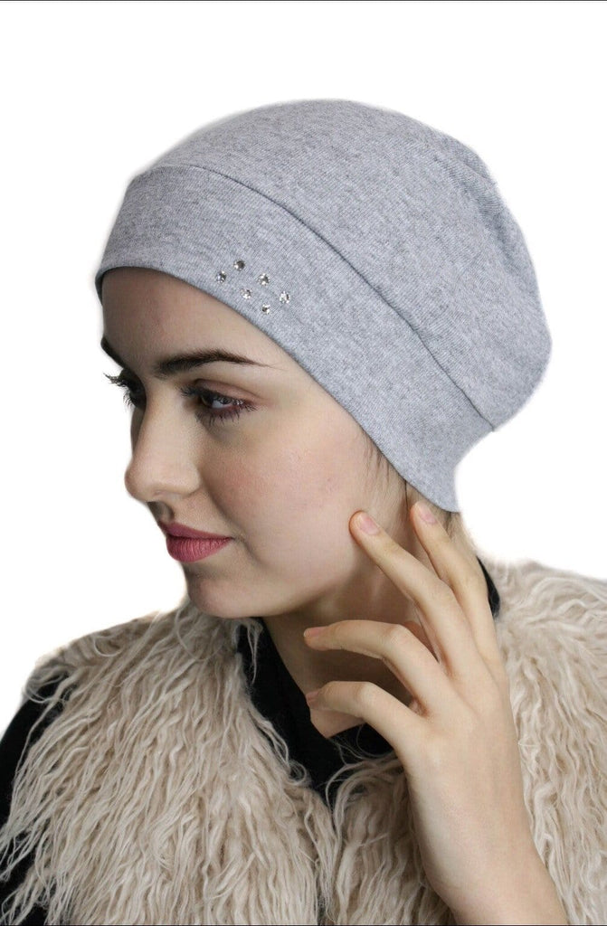 Head Warmer Cap To Conceal Hair Cotton Undercover Head Warmer With Authentic Swarovski Crystals - Uptown Girl Headwear