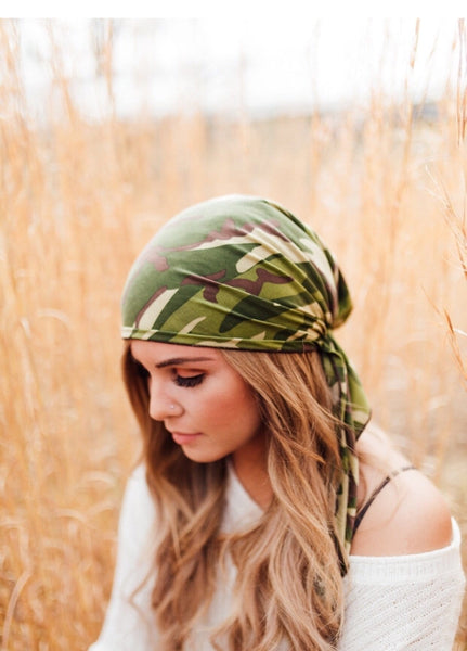 Camouflage Military Pre Tied Head Wrap Fashion Scarf Hair cover for men and Women - Uptown Girl Headwear