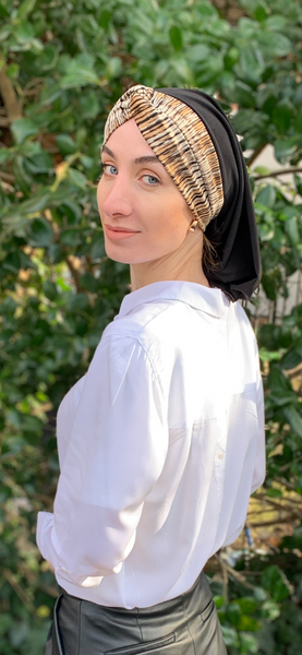 Turban | Black Brown Snood Turban Hijab Head Covering Scarf For Woman | Quality Made in USA