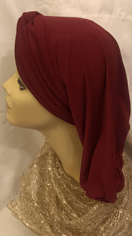 Red Classic Snood Turban For Women. Popular Religious Headcovering