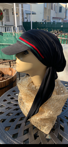 Sun Visor Hair Scarf For Women | Black Hijab | Tichel With Brim | Lightweight Headscarf With Modern Design | Made in USA by Uptown Girl Headwear