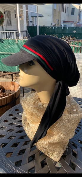 Modern Sun Visor Hair Scarf For Women | Black Hijab | Tichel With Brim | Headscarf With Modern Design | Made in USA by Uptown Girl Headwear