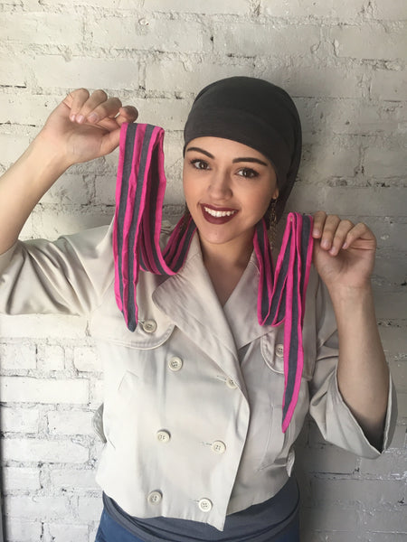 Uptown Girl Headwear Wrap Around Hair Snood Turban Scarf Hijab (Stripes are slightly wider than in picture.) - Uptown Girl Headwear