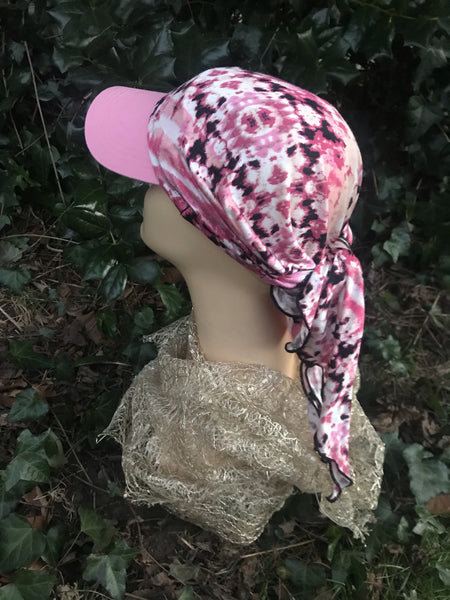 Sun Visor Scarf New Pink Mix Lightweight Chic Adorable Hat. Made in USA