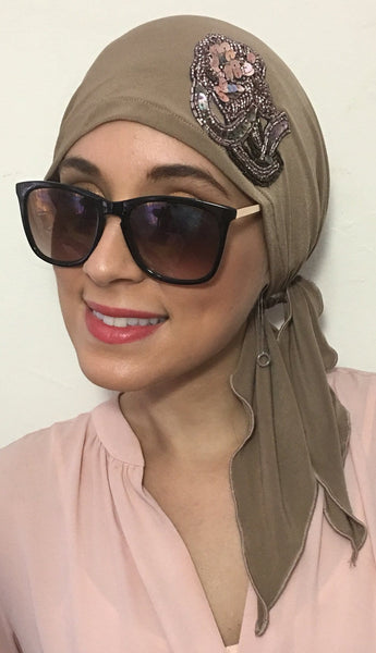 Tan Sensation Chic and Rich Hijab Tichel Hair Wrap - Uptown Girl Headwear