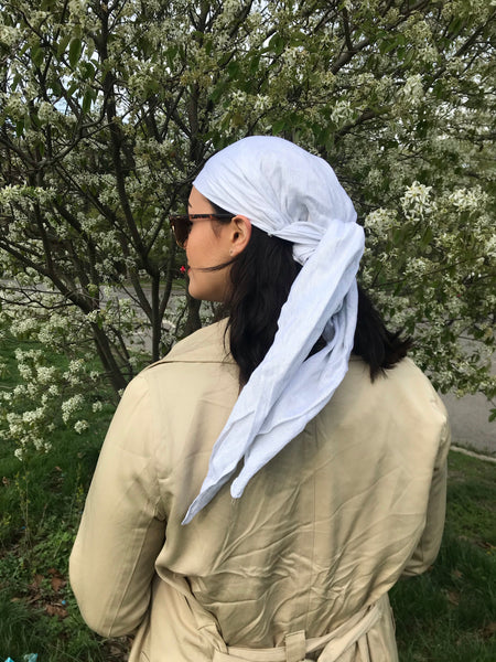 Miami Beach White Sparkly Head Scarf Tichel Hijab Hair Wrap