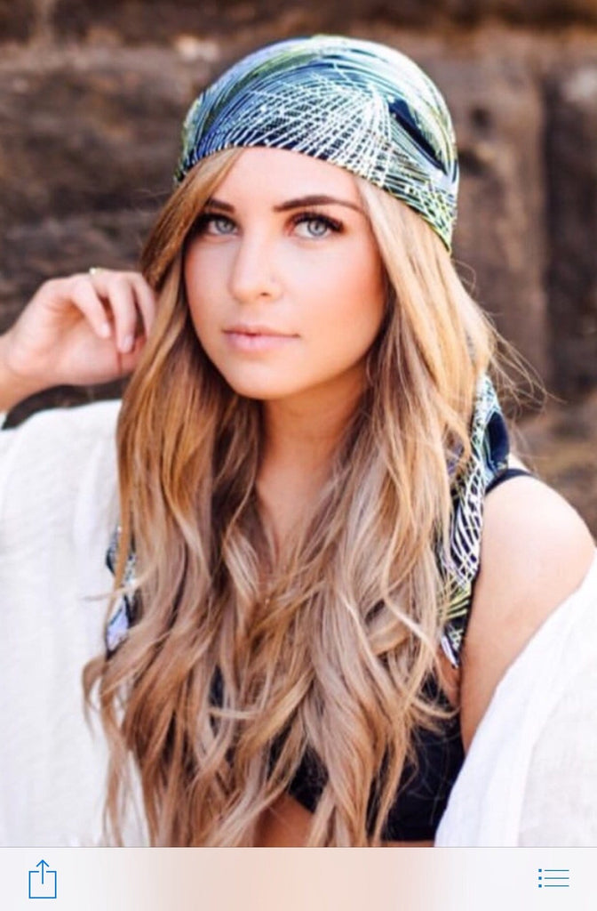 Tie Back Hat Black White Yellow Lycra Pre-Tied Hair Scarf Hijab