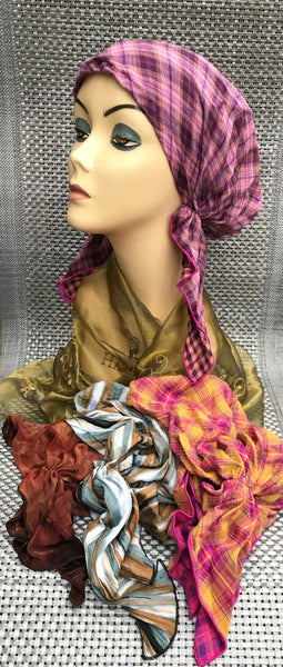 New Gift Set of 3 Pre Tied Head Scarves. Made in USA