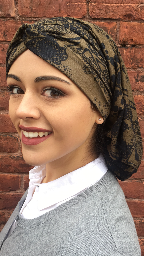 Jersey Knit Tree Bark Hijab Turban Snood - Uptown Girl Headwear
