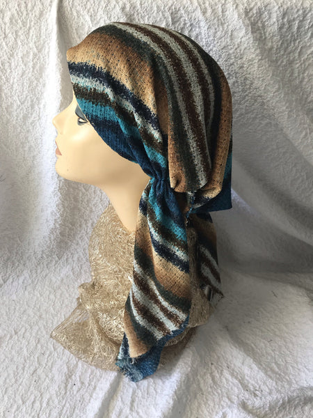 Stunning Boho Hipster Style Pre Tied Headscarf Turban Hijab Tichel Hair Wrap - Uptown Girl Headwear