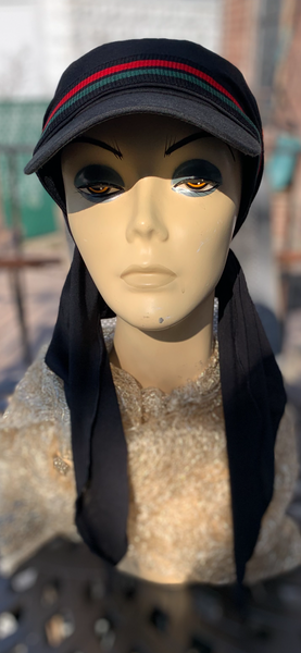 Sun Visor Hair Scarf For Women | Black Hijab | Tichel With Brim | Lightweight Headscarf With Modern Design | Made in USA by Uptown Girl Headwear
