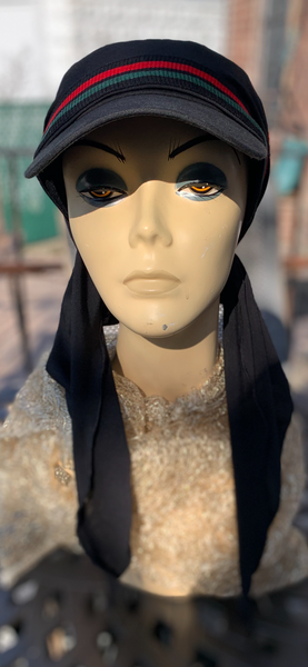 Modern Sun Visor Hair Scarf For Women | Black Hijab | Tichel With Brim | Headscarf With Modern Design | Made in USA by Uptown Girl Headwear