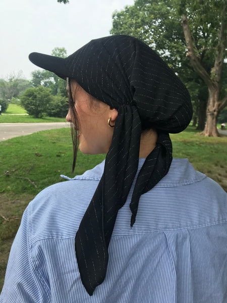 Sun Cap | Beanie With Brim | Baseball Cap | Black Silver Sun Visor Head Scarf | Modern Hijab | Sun Shade Casual Hair Covering