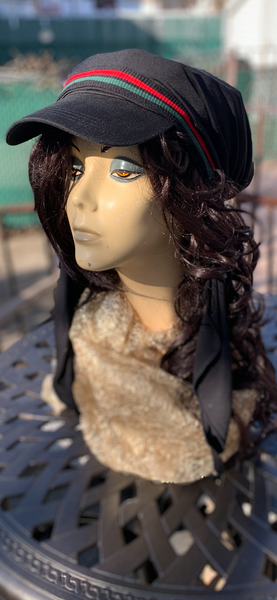 Sun Visor Hair Scarf For Women | Black Hijab | Tichel With Brim | Lightweight Headscarf With Modern Design | Made in USA by Uptown Girl Headwear