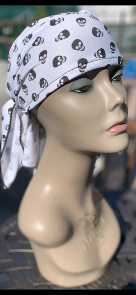 Skull Cap For Biker | Halloween Costume Hat | Biking Scarf | Biker scarf Skulls Skeleton Spooky Style Theme | Made in USA
