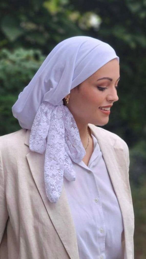 Uptown Girl Headwear White Head Scarf Snood Hijab Tichel for Jewish Muslim and Christian Women | Made in USA White Lycra