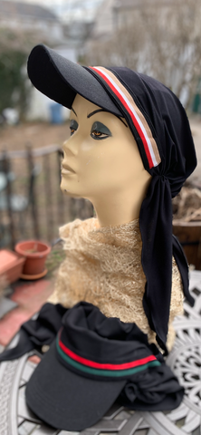 Sun Visor Hair Scarf For Women | Black Hijab | Tichel With Brim | Lightweight Headscarf With Modern Design | Made in USA by Uptown Girl Headwear
